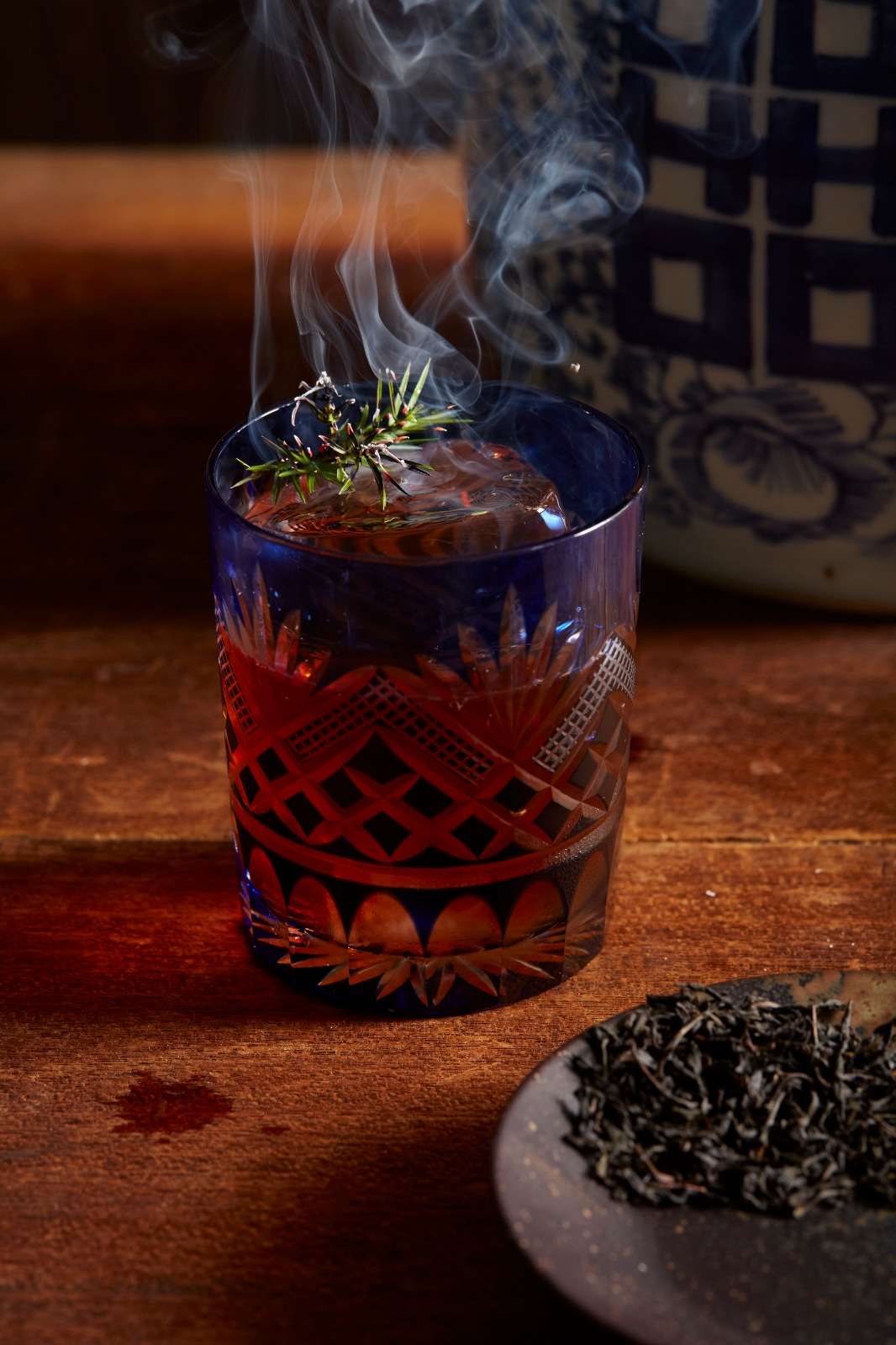 Fujian Negroni, which features smoky Lapsang Souchong Tea for a slightly stiffer taste with a bittersweet profile. Best paired with Mott 32’ Signature Smoked Black Cod.
